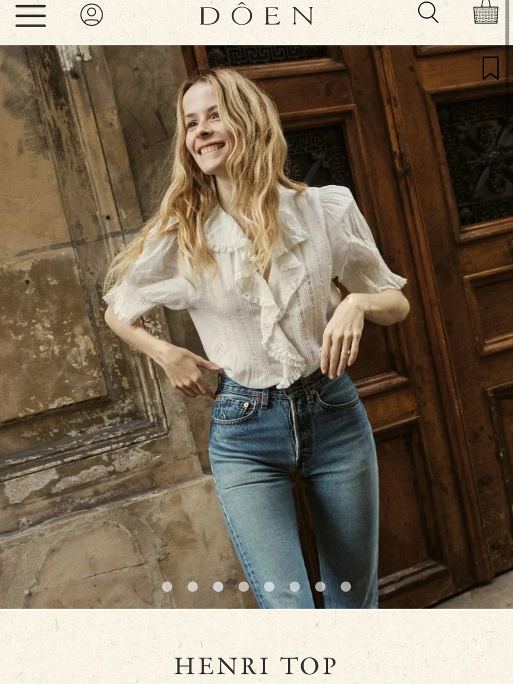 Doen Henri Top in Salt - White Ruffled Blouse